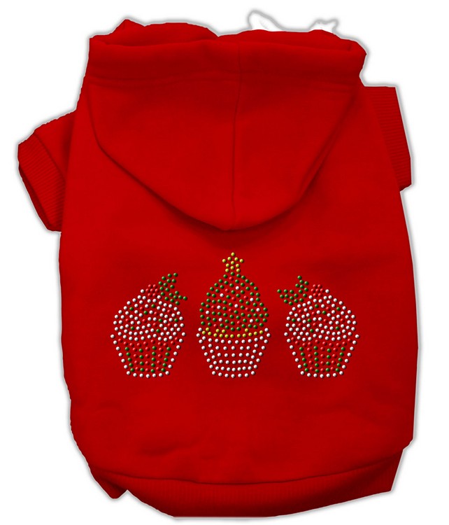 Christmas Cupcakes Rhinestone Hoodie Red L